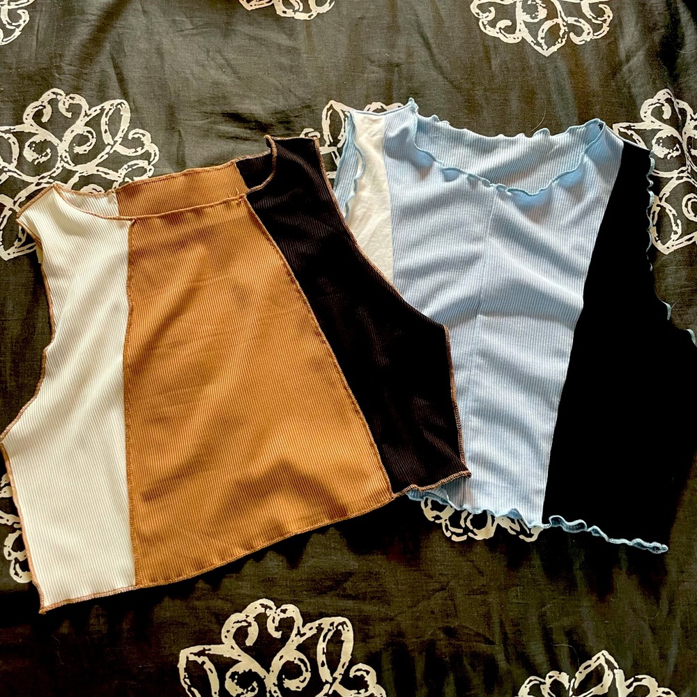 Multi colored large stitch crop top(2)